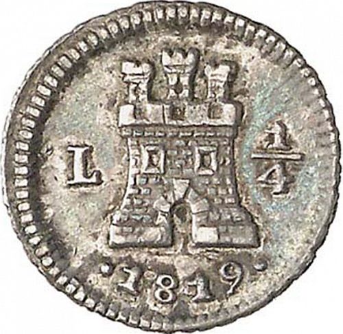 1/4 Real Obverse Image minted in SPAIN in 1819 (1808-33  -  FERNANDO VII)  - The Coin Database