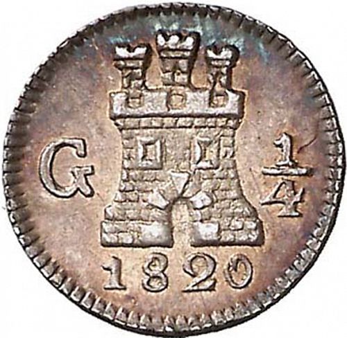 1/4 Real Obverse Image minted in SPAIN in 1820 (1808-33  -  FERNANDO VII)  - The Coin Database