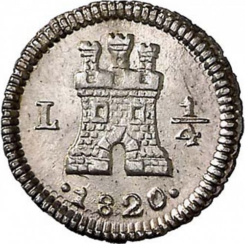 1/4 Real Obverse Image minted in SPAIN in 1820 (1808-33  -  FERNANDO VII)  - The Coin Database