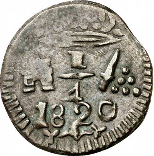 1 Quarto Obverse Image minted in SPAIN in 1820 (1810-22  -  FERNANDO VII - Independence War)  - The Coin Database