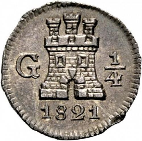 1/4 Real Obverse Image minted in SPAIN in 1821 (1808-33  -  FERNANDO VII)  - The Coin Database