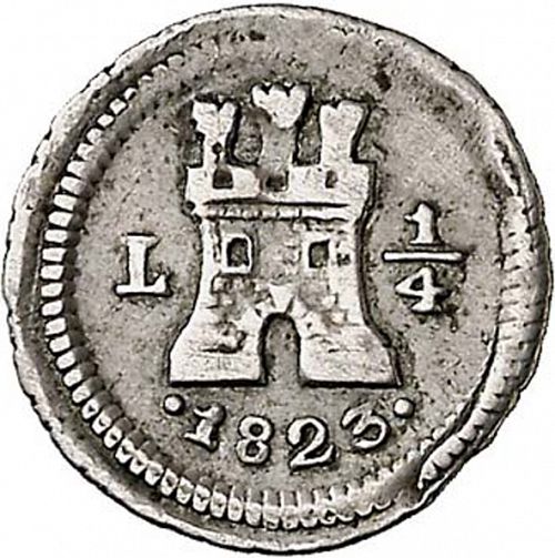 1/4 Real Obverse Image minted in SPAIN in 1823 (1808-33  -  FERNANDO VII)  - The Coin Database