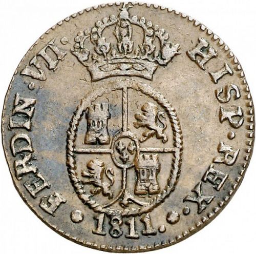 1 Cuarto y medio Obverse Image minted in SPAIN in 1811 (1808-33  -  FERNANDO VII - Local coinage)  - The Coin Database