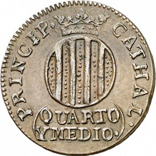 1 Cuarto y medio Reverse Image minted in SPAIN in 1811 (1808-33  -  FERNANDO VII - Local coinage)  - The Coin Database