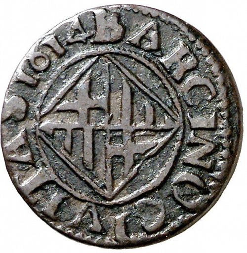 1 Ardite Reverse Image minted in SPAIN in 1614 (1598-21  -  FELIPE III - Local Coinage)  - The Coin Database