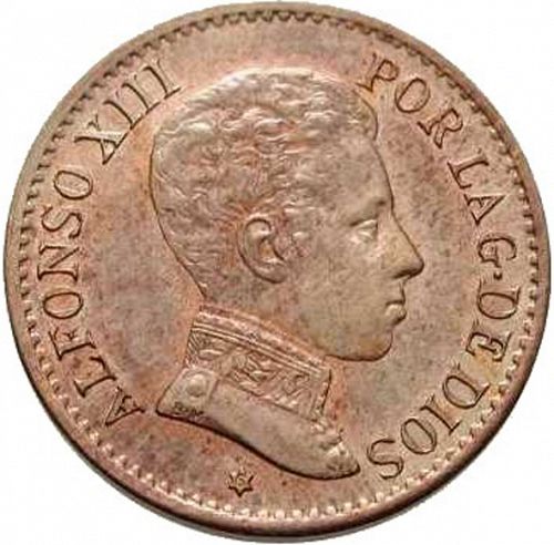 1 Céntimo Obverse Image minted in SPAIN in 1906 / 06 (1886-31  -  ALFONSO XIII)  - The Coin Database