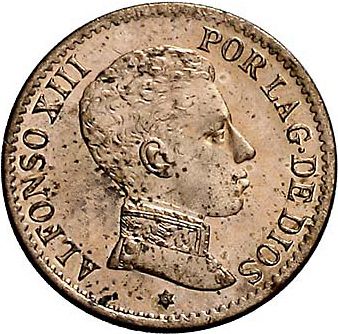 1 Céntimo Obverse Image minted in SPAIN in 1906 / 06 (1886-31  -  ALFONSO XIII)  - The Coin Database