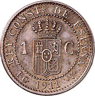 1 Céntimo Reverse Image minted in SPAIN in 1911 / 11 (1886-31  -  ALFONSO XIII)  - The Coin Database