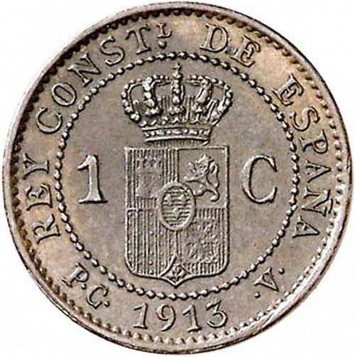 1 Céntimo Reverse Image minted in SPAIN in 1913 / 13 (1886-31  -  ALFONSO XIII)  - The Coin Database