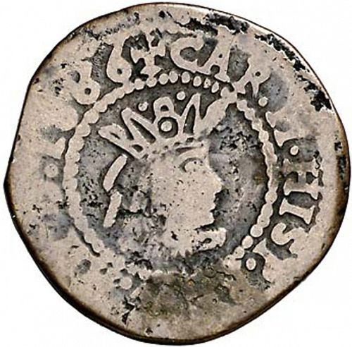 1 Cinquena Obverse Image minted in SPAIN in 1686 (1665-00  -  CARLOS II - Local Coinage)  - The Coin Database