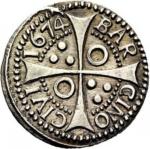 1 Croat Reverse Image minted in SPAIN in 1674 (1665-00  -  CARLOS II - Local Coinage)  - The Coin Database