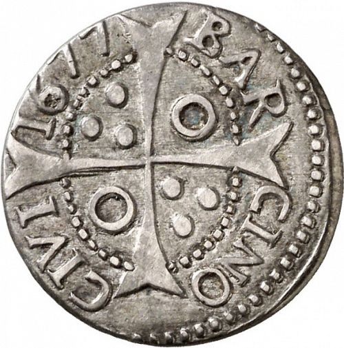 1 Croat Reverse Image minted in SPAIN in 1677 (1665-00  -  CARLOS II - Local Coinage)  - The Coin Database