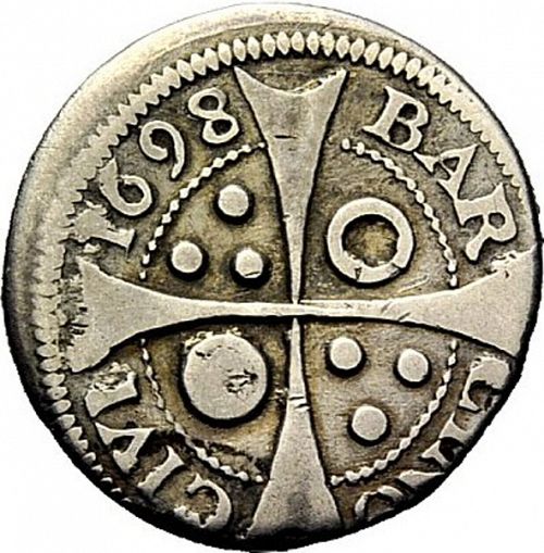 1 Croat Reverse Image minted in SPAIN in 1698 (1665-00  -  CARLOS II - Local Coinage)  - The Coin Database