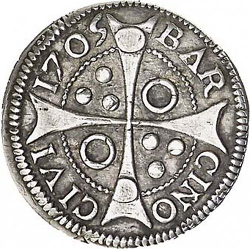 1 Croat Reverse Image minted in SPAIN in 1705 (1700-46  -  FELIPE V - Local Coinage)  - The Coin Database