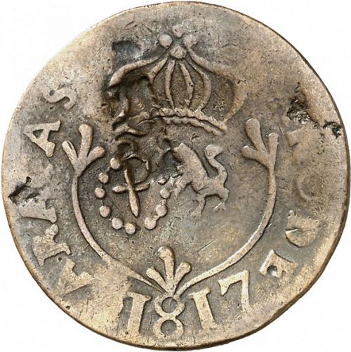 1 Quarto Obverse Image minted in SPAIN in 1817 (1810-22  -  FERNANDO VII - Independence War)  - The Coin Database