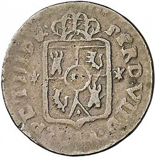 1 Quarto Obverse Image minted in SPAIN in 1827 (1808-33  -  FERNANDO VII - Local coinage)  - The Coin Database