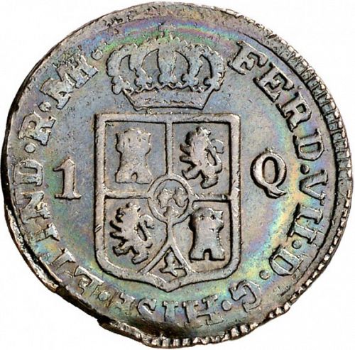 1 Quarto Obverse Image minted in SPAIN in 1834 (1808-33  -  FERNANDO VII - Local coinage)  - The Coin Database