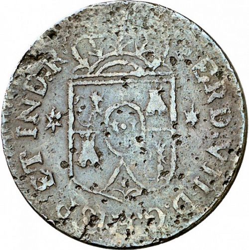 1 Quarto Reverse Image minted in SPAIN in 1820 (1808-33  -  FERNANDO VII - Local coinage)  - The Coin Database