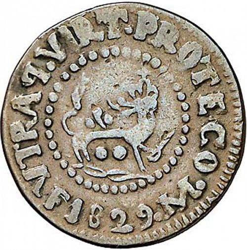 1 Quarto Reverse Image minted in SPAIN in 1829 (1808-33  -  FERNANDO VII - Local coinage)  - The Coin Database