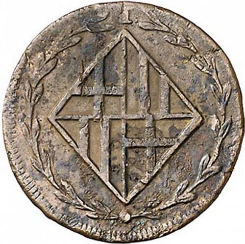 1 Cuarto Obverse Image minted in SPAIN in 1810 (1808-13  -  JOSE NAPOLEON - Barcelona)  - The Coin Database