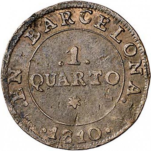 1 Cuarto Reverse Image minted in SPAIN in 1810 (1808-13  -  JOSE NAPOLEON - Barcelona)  - The Coin Database