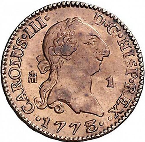 1 Maravedí Obverse Image minted in SPAIN in 1773 (1759-88  -  CARLOS III)  - The Coin Database
