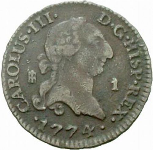 1 Maravedí Obverse Image minted in SPAIN in 1774 (1759-88  -  CARLOS III)  - The Coin Database