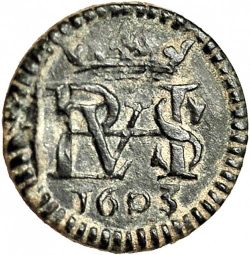 1 Maravedí Obverse Image minted in SPAIN in 1603 (1598-21  -  FELIPE III)  - The Coin Database