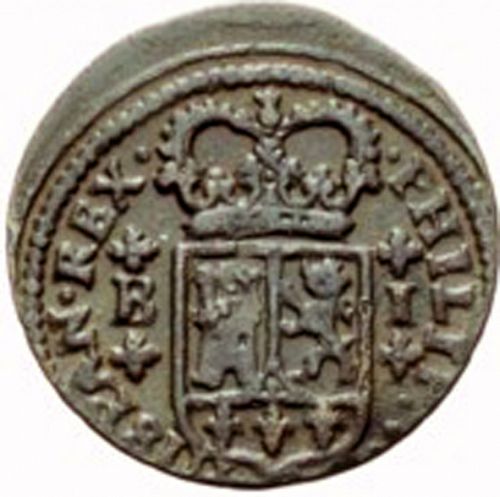 1 Maravedí Obverse Image minted in SPAIN in 1718 (1700-46  -  FELIPE V)  - The Coin Database