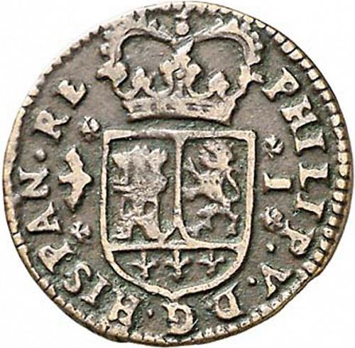 1 Maravedí Obverse Image minted in SPAIN in 1720 (1700-46  -  FELIPE V)  - The Coin Database