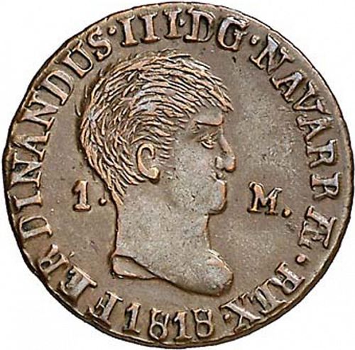 1 Maravedí Obverse Image minted in SPAIN in 1818 (1808-33  -  FERNANDO VII)  - The Coin Database