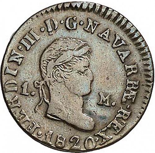 1 Maravedí Obverse Image minted in SPAIN in 1820 (1808-33  -  FERNANDO VII)  - The Coin Database