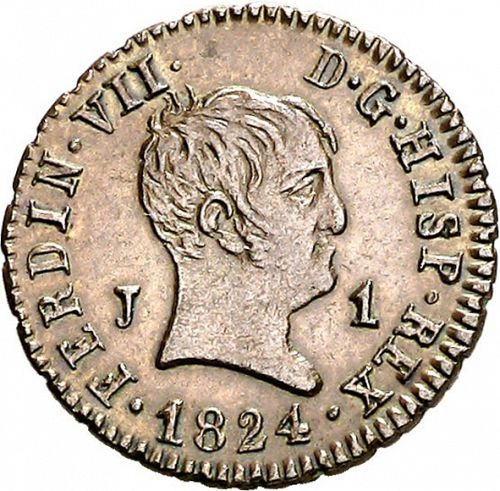 1 Maravedí Obverse Image minted in SPAIN in 1824 (1808-33  -  FERNANDO VII)  - The Coin Database