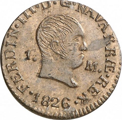 1 Maravedí Obverse Image minted in SPAIN in 1826 (1808-33  -  FERNANDO VII)  - The Coin Database