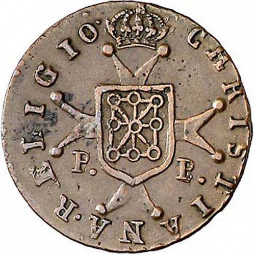 1 Maravedí Reverse Image minted in SPAIN in 1818 (1808-33  -  FERNANDO VII)  - The Coin Database
