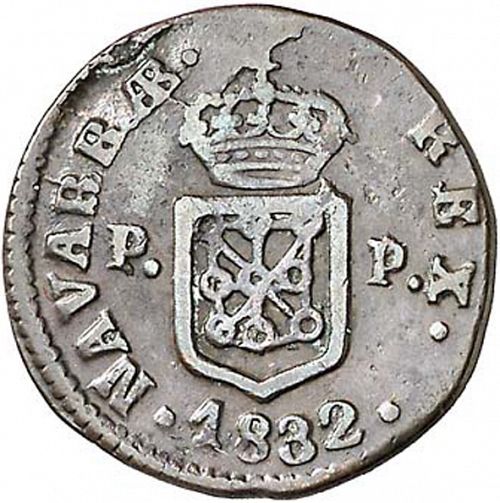 1 Maravedí Reverse Image minted in SPAIN in 1832 (1808-33  -  FERNANDO VII)  - The Coin Database