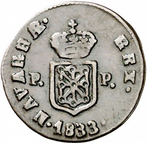 1 Maravedí Reverse Image minted in SPAIN in 1833 (1808-33  -  FERNANDO VII)  - The Coin Database