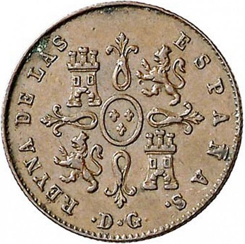 Maravedí Reverse Image minted in SPAIN in 1842DG (1833-48  -  ISABEL II)  - The Coin Database