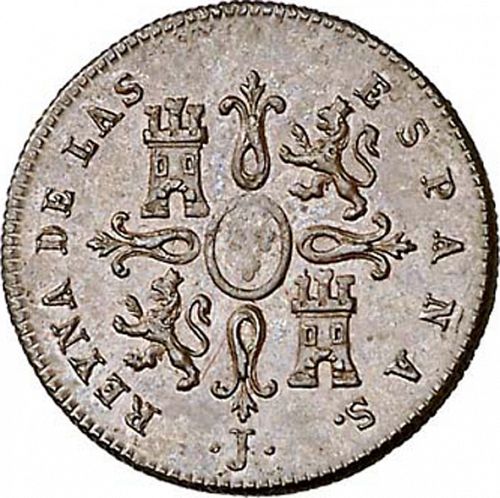 Maravedí Reverse Image minted in SPAIN in 1842 (1833-48  -  ISABEL II)  - The Coin Database