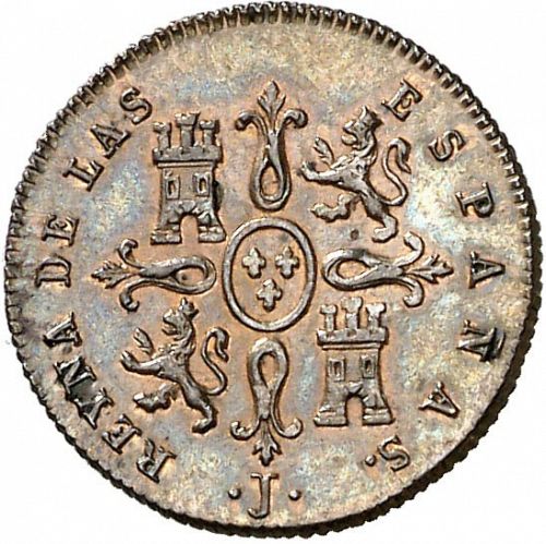 Maravedí Reverse Image minted in SPAIN in 1843 (1833-48  -  ISABEL II)  - The Coin Database
