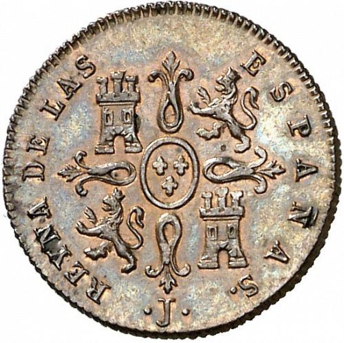 Maravedí Reverse Image minted in SPAIN in 1843 (1833-48  -  ISABEL II)  - The Coin Database