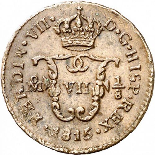 1 Octavo (Pilon) Obverse Image minted in SPAIN in 1814 (1808-33  -  FERNANDO VII - Local coinage)  - The Coin Database