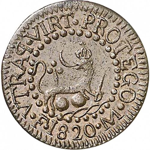 1 Octavo Reverse Image minted in SPAIN in 1820 (1808-33  -  FERNANDO VII - Local coinage)  - The Coin Database