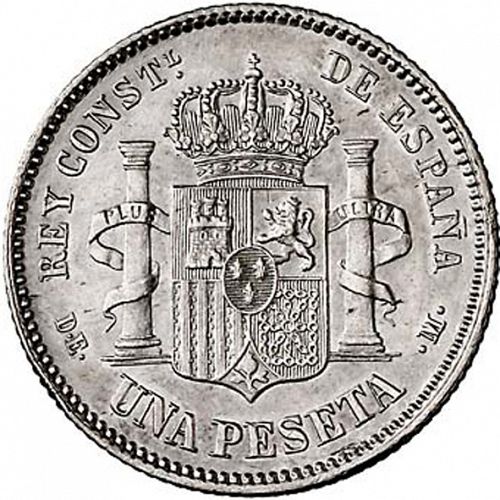 1 Peseta Reverse Image minted in SPAIN in 1876 / 76 (1874-85  -  ALFONSO XII)  - The Coin Database