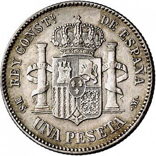 1 Peseta Reverse Image minted in SPAIN in 1881 / 81 (1874-85  -  ALFONSO XII)  - The Coin Database
