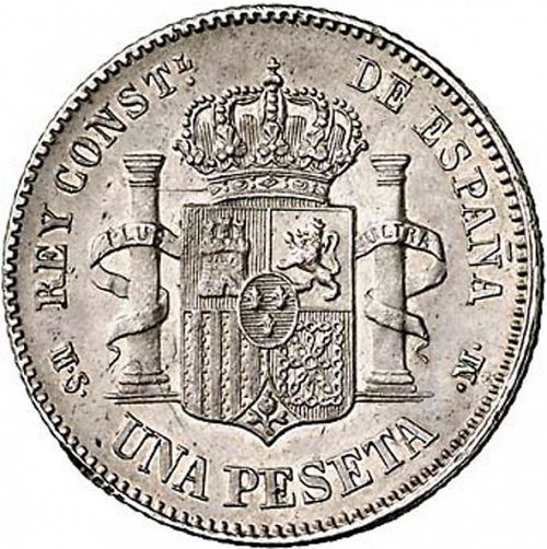 1 Peseta Reverse Image minted in SPAIN in 1883 / 83 (1874-85  -  ALFONSO XII)  - The Coin Database