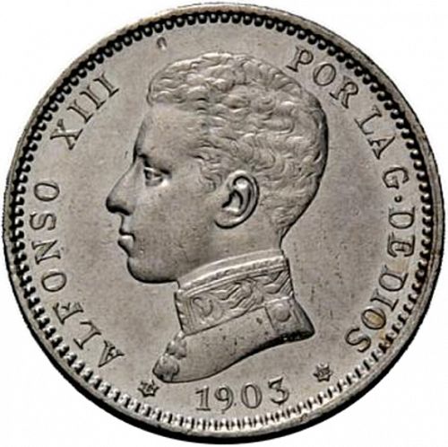 1 Peseta Obverse Image minted in SPAIN in 1903 / 03 (1886-31  -  ALFONSO XIII)  - The Coin Database