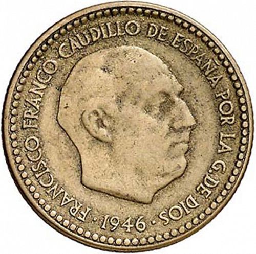 1 Peseta Obverse Image minted in SPAIN in 1946 / 48 (1936-75  -  NATIONALIST GOVERMENT)  - The Coin Database