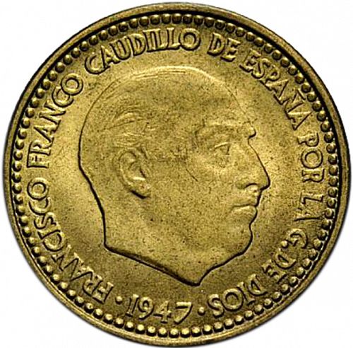 1 Peseta Obverse Image minted in SPAIN in 1947 / 48 (1936-75  -  NATIONALIST GOVERMENT)  - The Coin Database