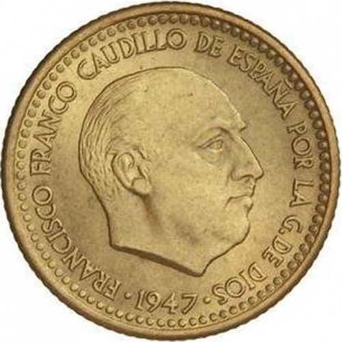 1 Peseta Obverse Image minted in SPAIN in 1947 / 50 (1936-75  -  NATIONALIST GOVERMENT)  - The Coin Database